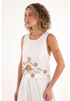 Topmark Camisa Manga Sisa Crudo Para Mujer