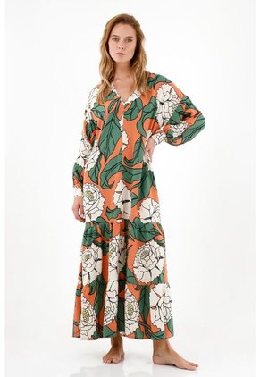 Topmark Vestido Manga Larga Estampado Para Mujer