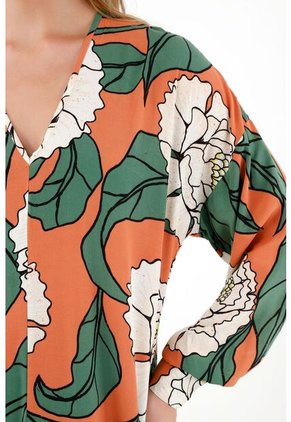 Topmark Vestido Manga Larga Estampado Para Mujer