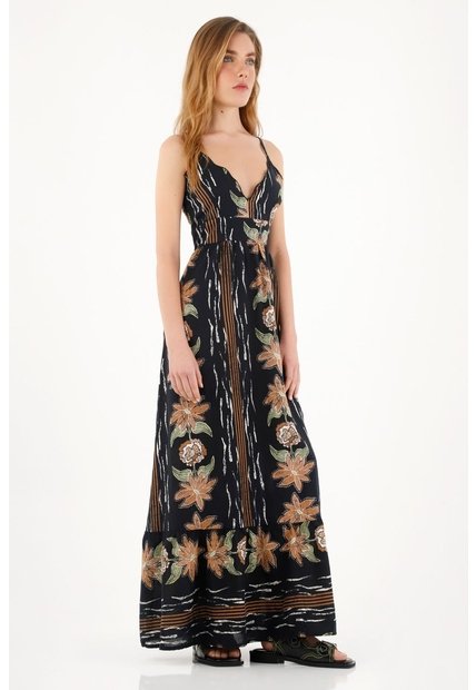 Topmark Vestido Largo Estampado Con Escote Cruzado Para Mujer