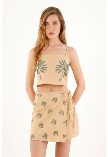 Crop Top Con Estampado De Palmeras Para Mujer