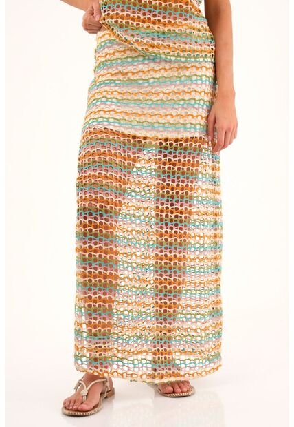 Topmark Falda Larga De Tejido Abierto Multicolor Para Mujer