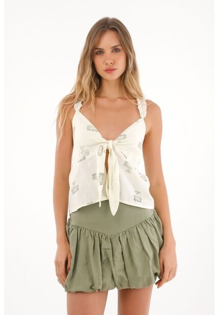 Topmark Camisa De Tiras Que Anuda En Delantero Estampada Para Mujer