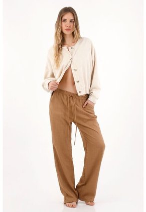 Topmark Pantalón Recto Con Cintura Elástica Café Para Mujer