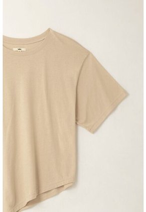 Topmark Camiseta Con Ruedo Asimétrico Café Para Mujer