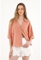 Topmark Camisa Oversize Manga Corta Naranja Para Mujer de topmark