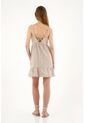 Vestido Corto Crudo Con Escote En V Para Mujer de topmark