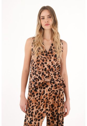 Topmark Chaleco Con Cortes Decorativos De Animal Print Para Mujer topmark