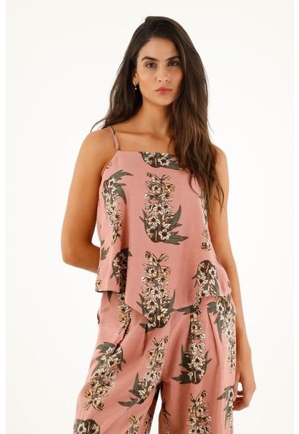 Camisa De Tiras Con Estampado De Flores Para Mujer