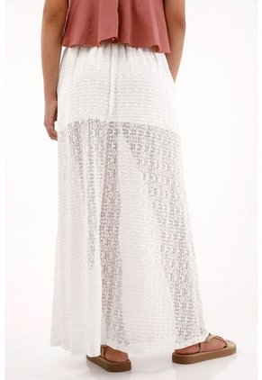Falda Larga Con Detalles De Transparencia Crudo Para Mujer