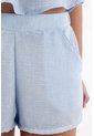 Topmark Bermuda Para Mujer En Poliéster Celeste Fit Relajado Con Bajo Redondeado de topmark