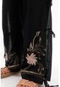 Topmark Pantalón Con Aberturas Y Diseño Floral Negro Para Mujer de topmark