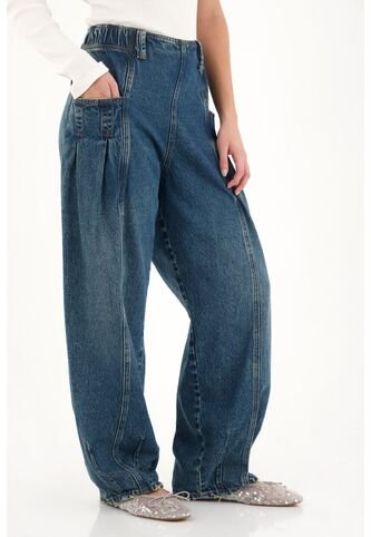 Topmark Jean Balloon De Pretina Elástica Azul Para Mujer topmark