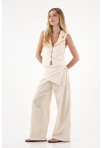 Topmark Pantalón Wide Leg Con Pañoleta Para Mujer topmark