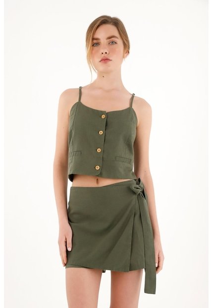 Topmark Camisa Verde De Tiras Para Mujer