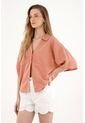 Topmark Camisa Oversize Manga Corta Naranja Para Mujer de topmark
