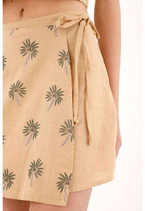 Falda Corta Tipo Pareo Café Para Mujer