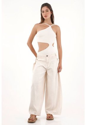 Topmark Pantalón Amplio Con Prenses En Delantero Rosado Para Mujer