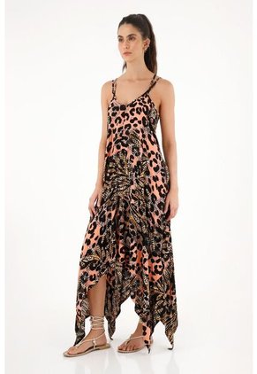 Vestido Largo Estampado Animal Print Para Mujer
