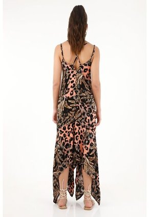 Vestido Largo Estampado Animal Print Para Mujer