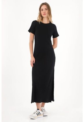 Topmark Vestido Largo Ajustado Negro Para Mujer