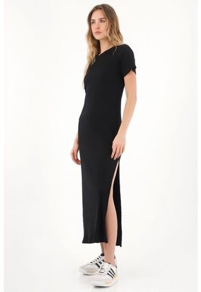 Topmark Vestido Largo Ajustado Negro Para Mujer