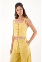 Topmark Camisa Manga Sisa Con Botones Amarilla Para Mujer de topmark