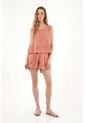 Topmark Bermuda Con Bordado En Ruedo Naranja Para Mujer de topmark