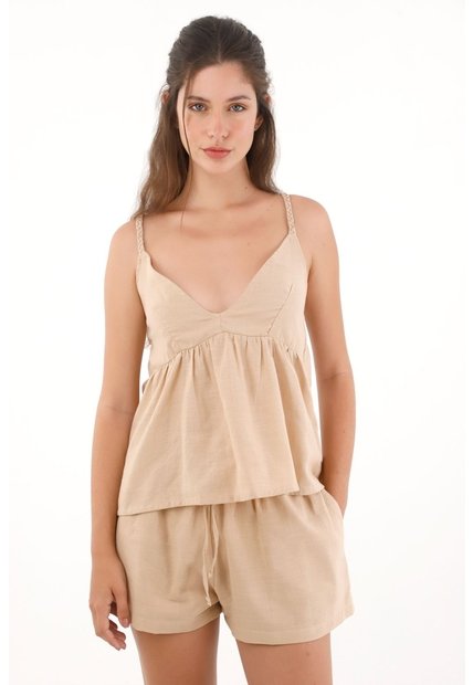 Topmark Camisa Con Tiras De Manualidad Trenzada Crudo Para Mujer
