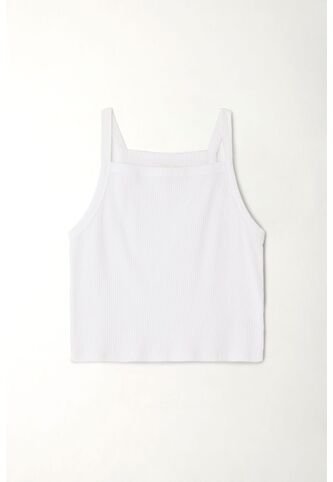 Topmark Camiseta Crop Ajustada Blanca Para Mujer topmark