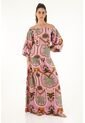 Vestido Largo Estampado De Escote Bandeja Para Mujer de topmark