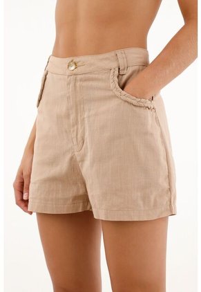 Bermuda Crudo De Tiro Alto Para Mujer