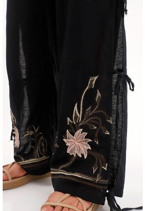 Topmark Pantalón Con Aberturas Y Diseño Floral Negro Para Mujer