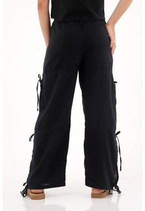 Topmark Pantalón Con Aberturas Y Diseño Floral Negro Para Mujer