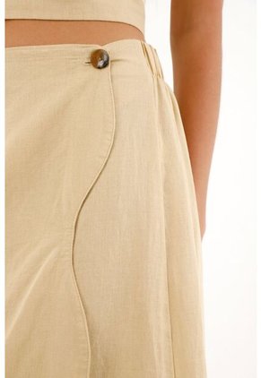 Topmark Falda Larga Con Detalles Ondeados Cruda Para Mujer