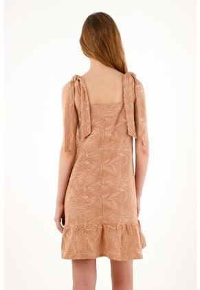 Topmark Vestido Corto Café De Tiras Y Bolero En Ruedo Para Mujer