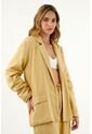 Blazer Con Tapas De Bolsillos Amarillo Para Mujer de topmark