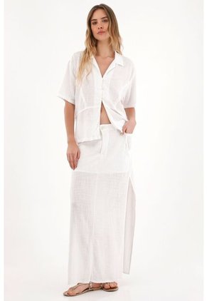 Topmark Camisa Clásica En Tela Con Textura Crudo Para Mujer