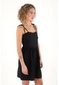 Topmark Vestido Corto De Tiras Que Anudan En Hombro Negro Para Mujer de topmark