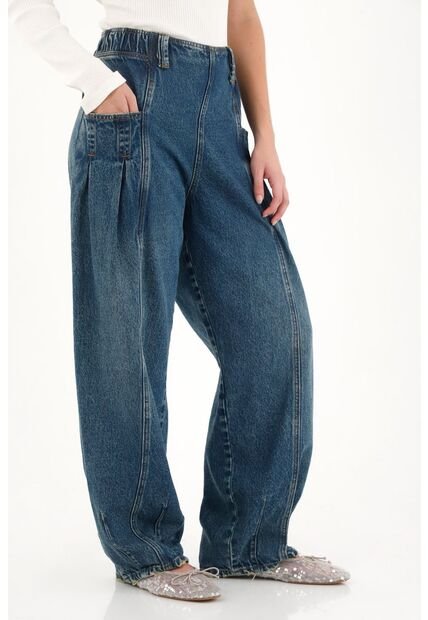 Topmark Jean Balloon De Pretina Elástica Azul Para Mujer