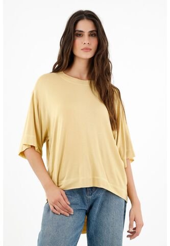 Topmark Camiseta Amarilla Con Ruedo Largo Para Mujer topmark