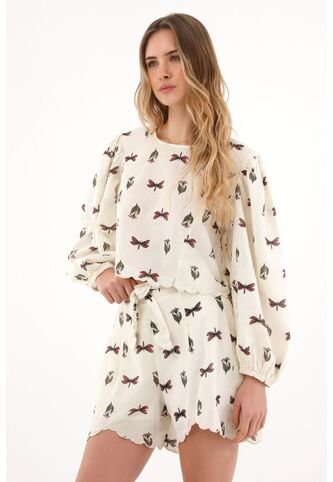 Topmark Camisa Crop Con Estampado De Mariposas Para Mujer topmark