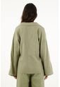 Camisa Verde Manga Larga Acampanada Para Mujer de topmark