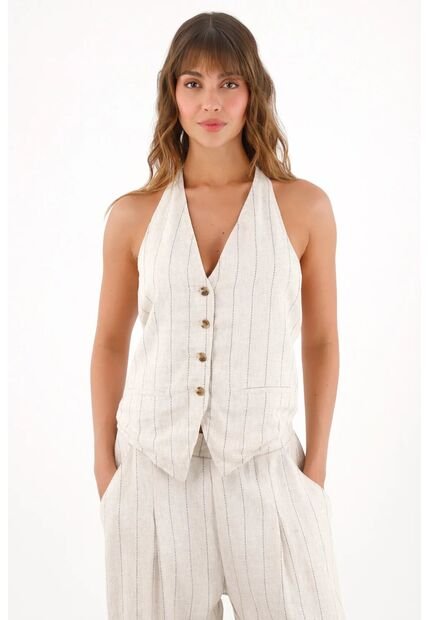 Topmark Camisa Tipo Chaleco Con Diseño A Rayas Para Mujer