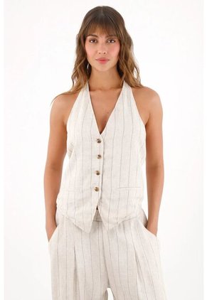 Topmark Camisa Tipo Chaleco Con Diseño A Rayas Para Mujer