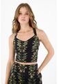 Topmark Camisa Negra Tipo Crop Top Para Mujer de topmark