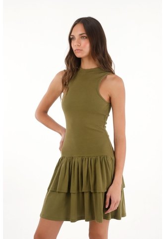Vestido Corto Ajustado Con Boleros Verde Para Mujer topmark