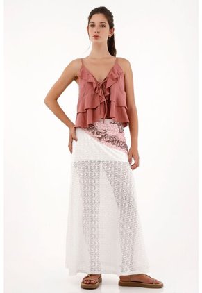 Camisa Con Detalles De Boleros Rosada Para Mujer