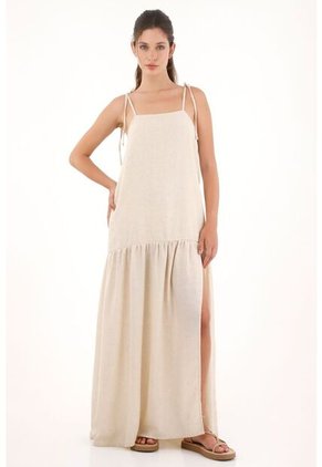 Vestido Largo De Tiras Crudo Para Mujer