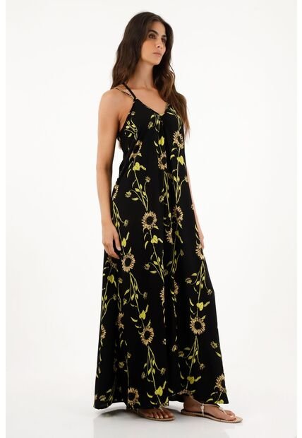 Vestido Largo De Estampado De Girasoles Para Mujer